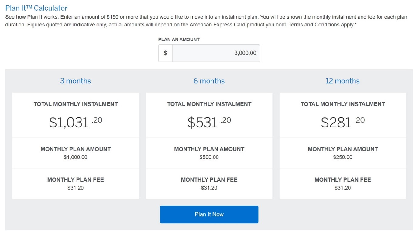 american express plan it calculator